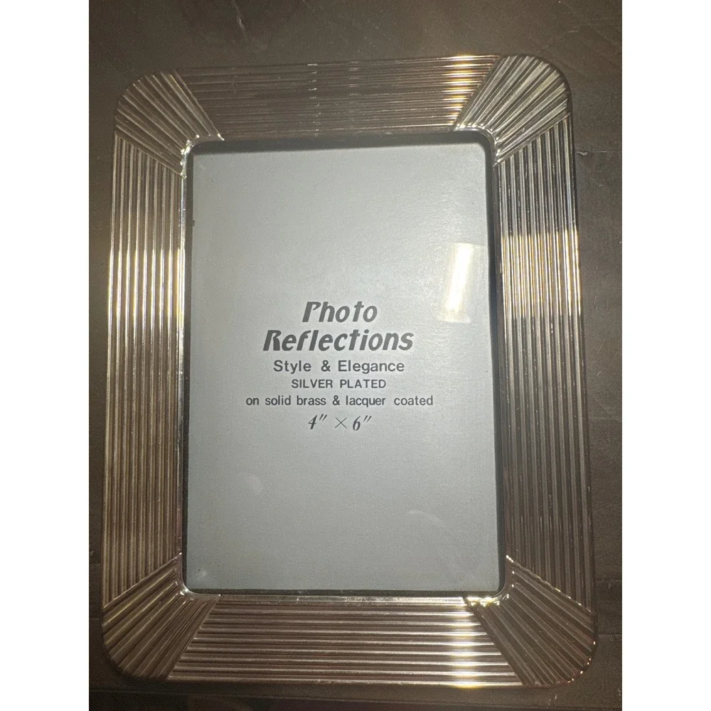 Photo Reflections Silver Plated Solid Brass 4x6 Ribbed Picture Frame Lacquer